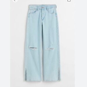 H&M Girl’s WIDE HIGH JEANS Light Denim Blue